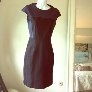 Theory navy and black color block dress